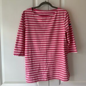 Saint James Garde-Cote Pink White Nautical Striped Sport Top (Size 12)